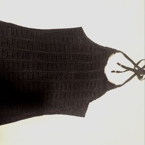 Guess Halter Top, Small, Black with gold hardware